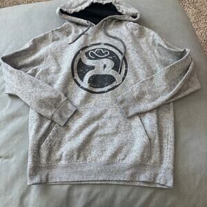 Hooey Brand Hoodie Med Gray Distressed Logo  Western Ranch Rodeo Horse Cowboy